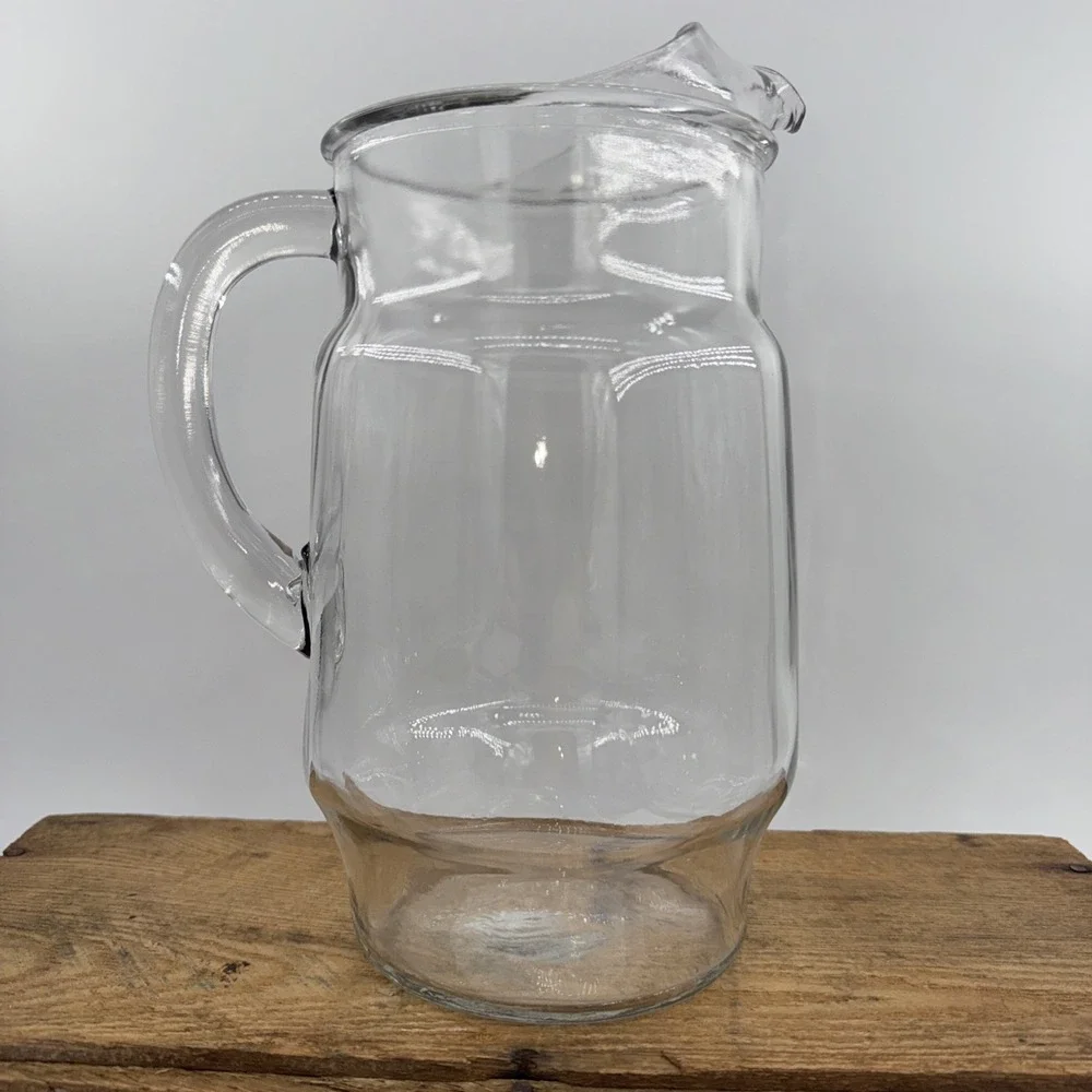 Vintage Glass Tea & Lemonade Ice Lip‎ Pitcher – Clear Classic Serveware 9